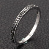 Pave-Set Black Diamond Milgrain Half Eternity Wedding Band - Lord of Gem Rings