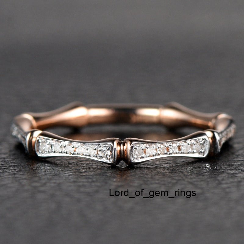 Pave-Set Diamond Bamboo Eternity Wedding Band 14K Gold - Lord of Gem Rings