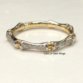 Pave-Set Diamond Bamboo Eternity Wedding Band 14K Gold - Lord of Gem Rings