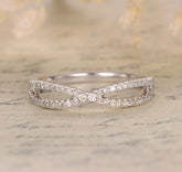 Pave-Set Diamond Crossover Wedding Band 14K White Gold - Lord of Gem Rings