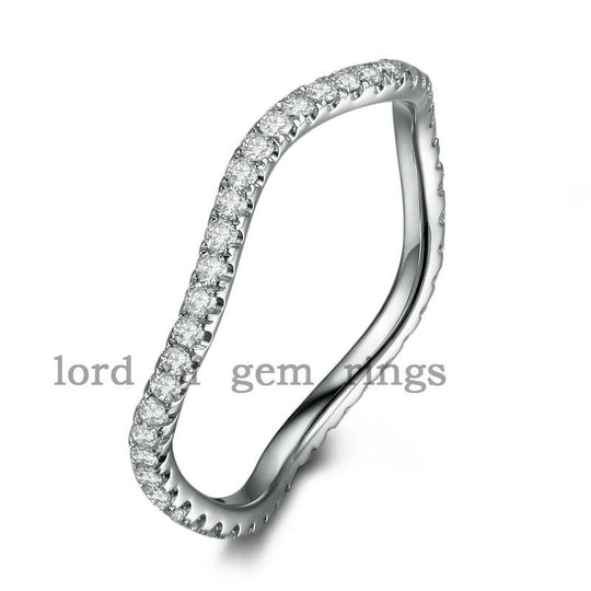 Pave-Set Diamond Curved Eternity Wedding Band
