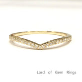 Pave-Set Diamond Curved Half Eternity Wedding Band 14K Yellow Gold - Lord of Gem Rings
