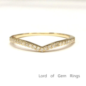 Pave-Set Diamond Curved Half Eternity Wedding Band 14K Yellow Gold - Lord of Gem Rings