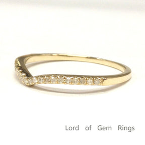 Pave-Set Diamond Curved Half Eternity Wedding Band 14K Yellow Gold - Lord of Gem Rings