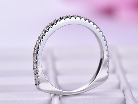 Pave-Set Diamond Euro Half Eternity Wedding Band
