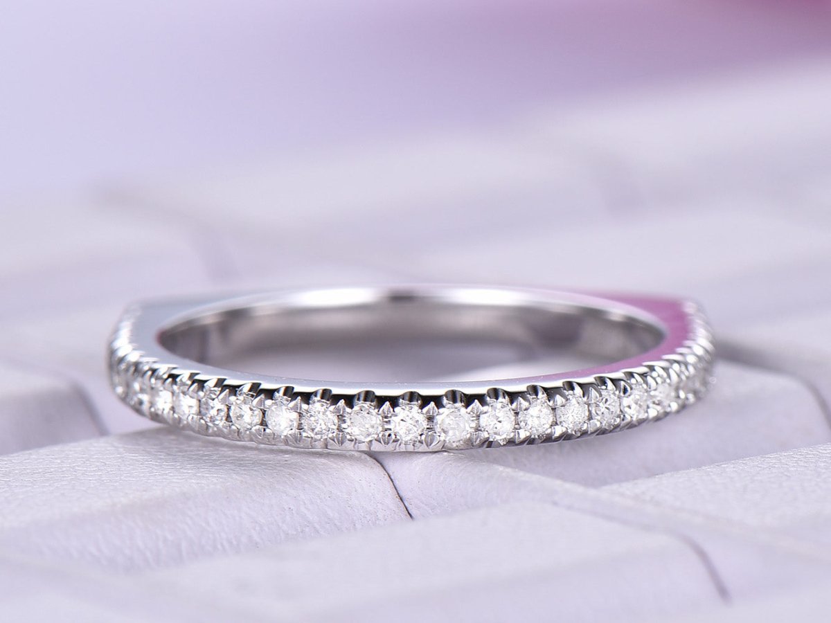 Pave-Set Diamond Euro Half Eternity Wedding Band - Lord of Gem Rings