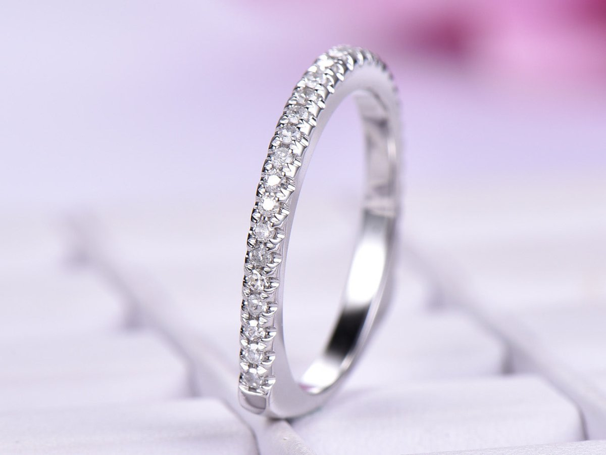 Pave-Set Diamond Euro Half Eternity Wedding Band - Lord of Gem Rings