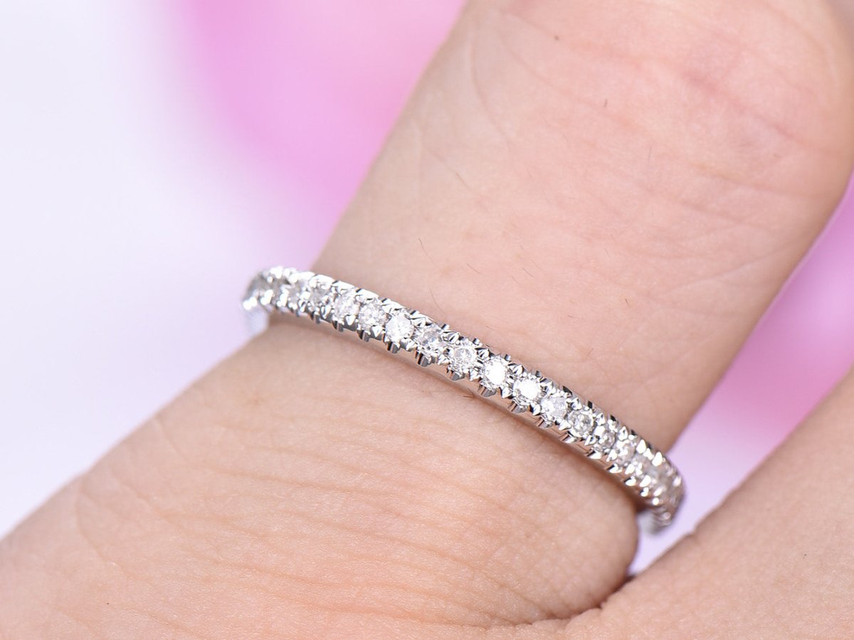 Pave-Set Diamond Euro Half Eternity Wedding Band - Lord of Gem Rings