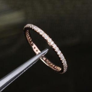 Pave Set Diamond Full Eternity Thin Band 14K Gold - Lord of Gem Rings