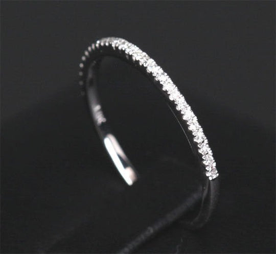 Pave-Set Diamond Half Eternity THIN Band SI-H Diamonds