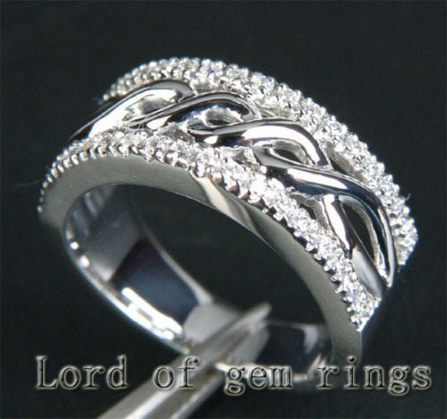 Pavé-Set Diamond Infinity Wedding Ring 14K White Gold (.28 ct.tw.) - Lord of Gem Rings