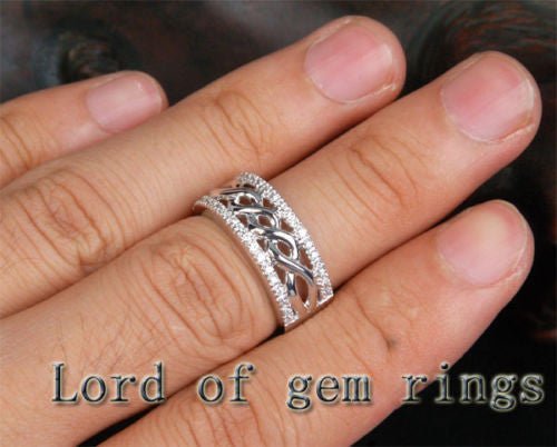 Pavé-Set Diamond Infinity Wedding Ring 14K White Gold (.28 ct.tw.) - Lord of Gem Rings