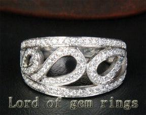 Pavé-Set Diamond Knots Wedding Ring 14K White Gold (.82 ct.tw.) - Lord of Gem Rings