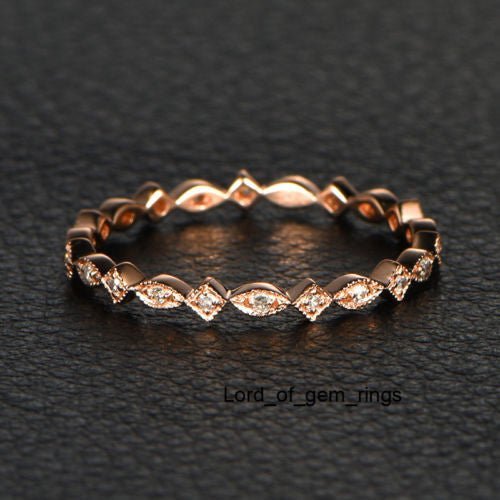 Pave Set Diamond Marquise and Rhombus Wedding Band