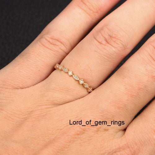 Pave Set Diamond Marquise and Rhombus Wedding Band - Lord of Gem Rings