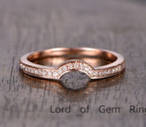 Pave-Set Diamond Milgrain Curved Wedding Band 14K Rose Gold - Lord of Gem Rings