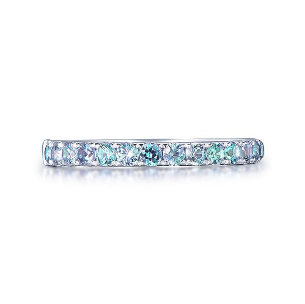 Pave-Set Half Eternity Alexandrite June Birthstone Band - Lord of Gem Rings