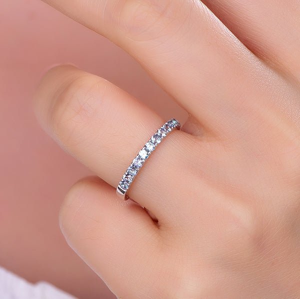 Pave Set Half Eternity Alexandrite June Birthstone Band