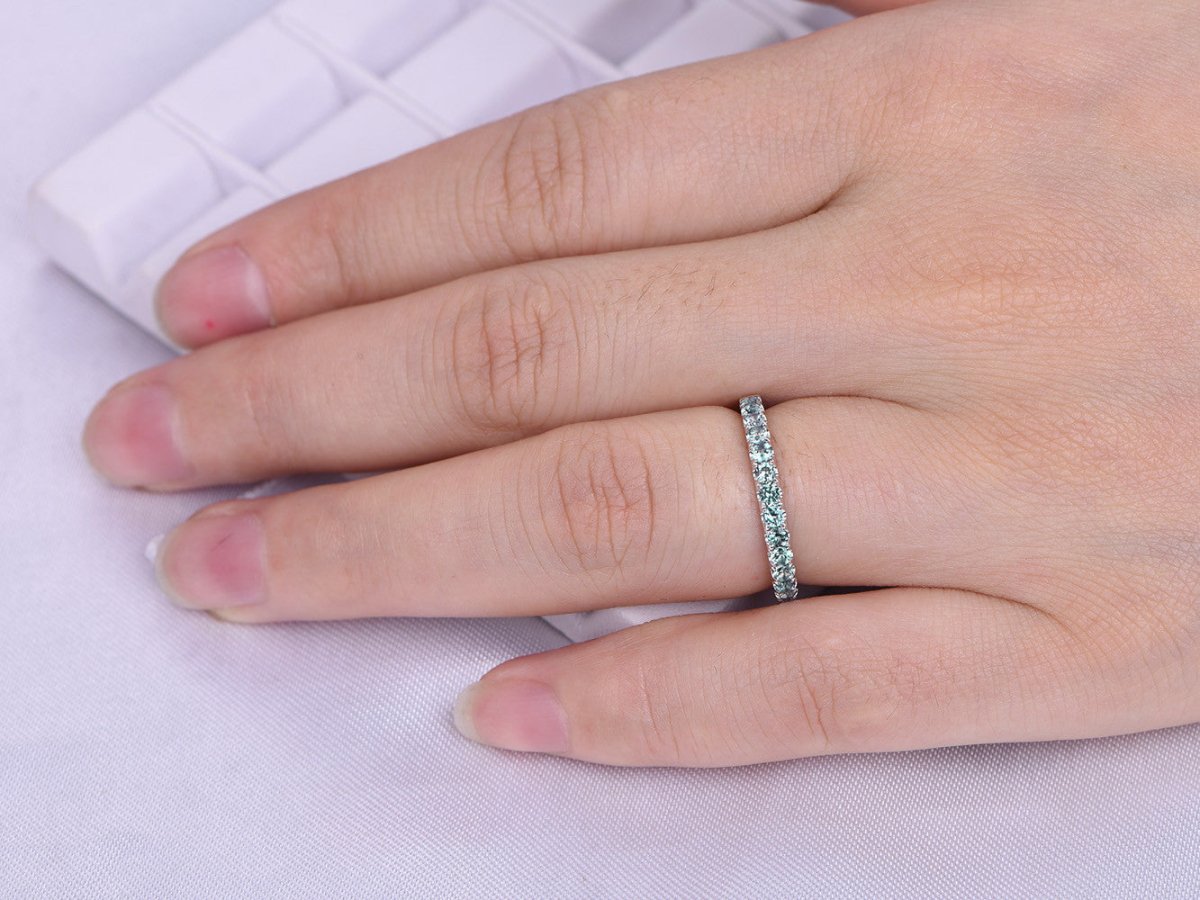 Pave-Set Half Eternity Alexandrite June Birthstone Band - Lord of Gem Rings