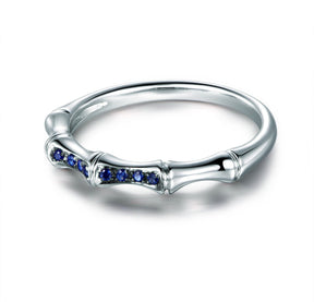 Pave-Set Natural Sapphire Bamboo September Birthstone Band - Lord of Gem Rings