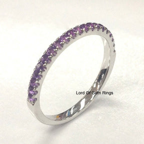 Pave set Purple Amethyst Half Eternity February Birthstone Band - Lord of Gem Rings