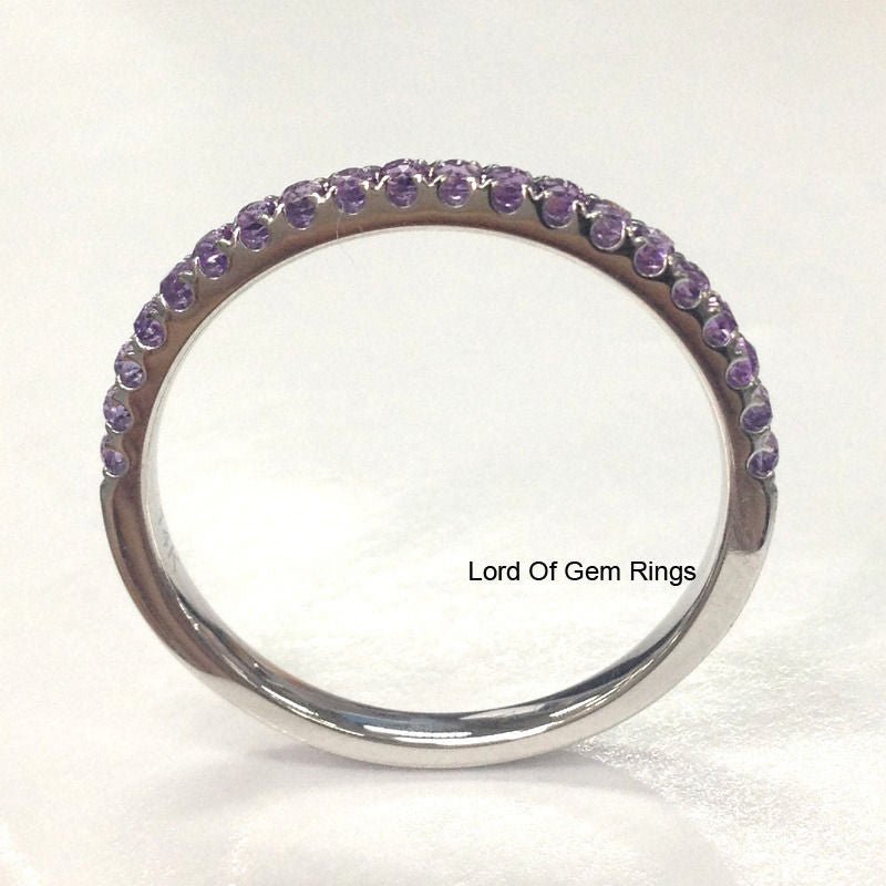 Pave set Purple Amethyst Half Eternity February Birthstone Band - Lord of Gem Rings