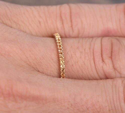 Pave-Set Yellow Diamond Half Eternity Wedding Band 18K Yellow Gold - Lord of Gem Rings