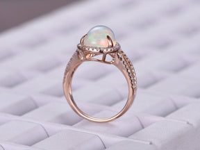 Pear Africa Opal Diamond Halo Split Shank Engagement Ring - Lord of Gem Rings