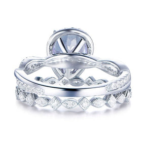 Pear Alexandrite Diamond Bridal Set 14K White Gold - Lord of Gem Rings