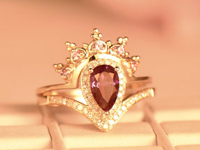 Pear Alexandrite Tiara Enhancer Bridal Set Alexandrite 14K Rose Gold - Lord of Gem Rings
