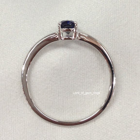 Pear Blue Sapphire Solitaire Ring 14K White Gold - Lord of Gem Rings