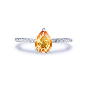 Pear Citrine Engagement Ring Diamond Accents 14K Gold - Lord of Gem Rings