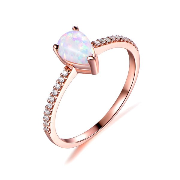 Pear cut Africa Opal Diamond Engagement Ring 14K Rose Gold - Lord of Gem Rings