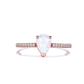 Pear cut Africa Opal Diamond Engagement Ring 14K Rose Gold - Lord of Gem Rings