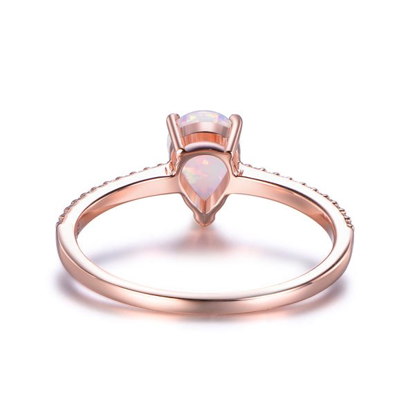 Pear cut Africa Opal Diamond Engagement Ring 14K Rose Gold - Lord of Gem Rings