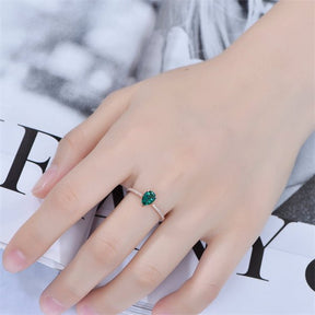 Pear cut Emerald Diamond Accents Engagement Ring - Lord of Gem Rings