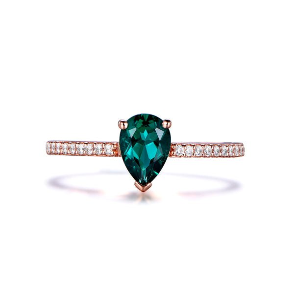Pear cut Emerald Diamond Accents Engagement Ring - Lord of Gem Rings