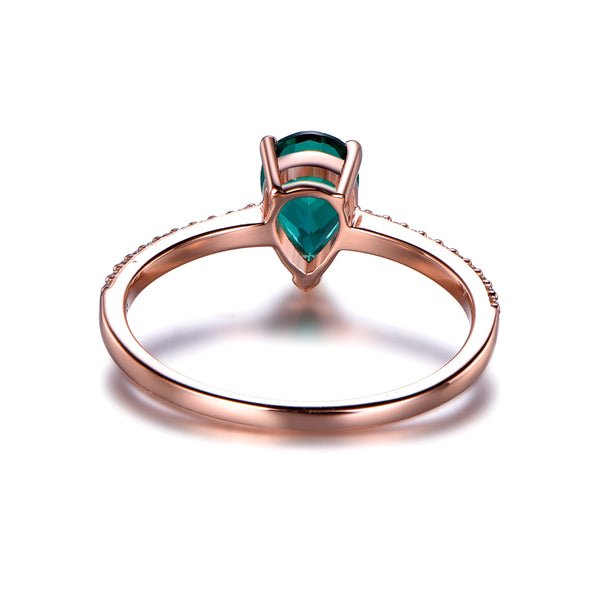 Pear cut Emerald Diamond Accents Engagement Ring - Lord of Gem Rings