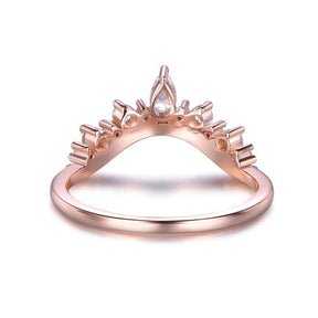 Pear Diamond Tiara Curved Milgrain Wedding Band - Lord of Gem Rings