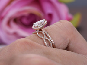 Pear Moissanite Diamond Infinite Love Bridal Set - Lord of Gem Rings