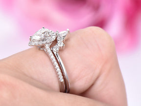 Pear Moissanite Ring Tiara Bridal Set - Lord of Gem Rings