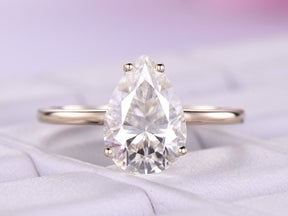 Pear Moissanite Solitaire Ring - Lord of Gem Rings