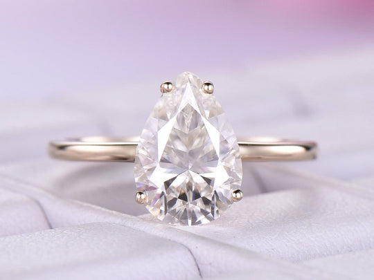 Pear Moissanite Solitaire Ring