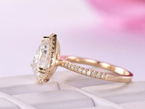 Pear Moissanite With Diamond Accents in Yellow Gold - Lord of Gem Rings