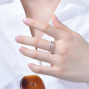 Pear Moonstone Half Halo Curved Diamond Wedding Bridal Set - Lord of Gem Rings