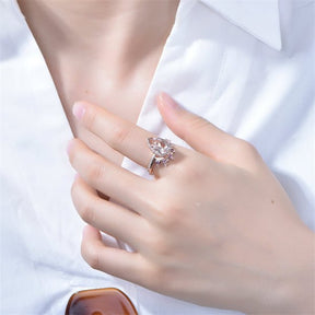 Pear Morganite Diamond Halo Bridal Set with Amethyst Tiara Ring - Lord of Gem Rings