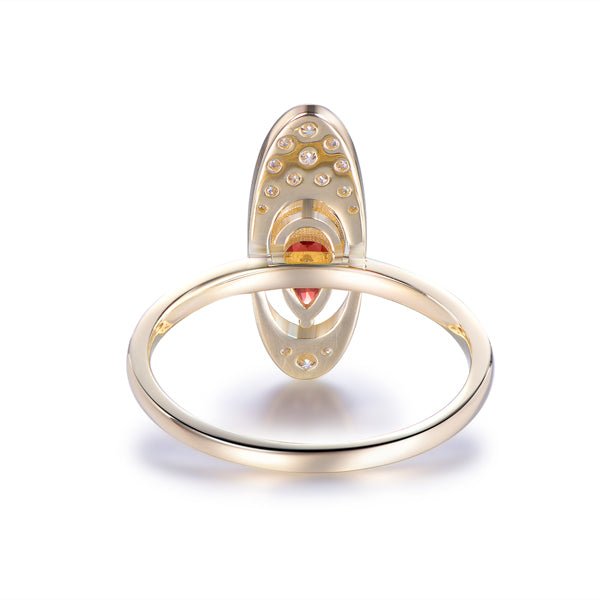 Pear Ruby Moissanite Ring 14K Yellow Gold - Lord of Gem Rings