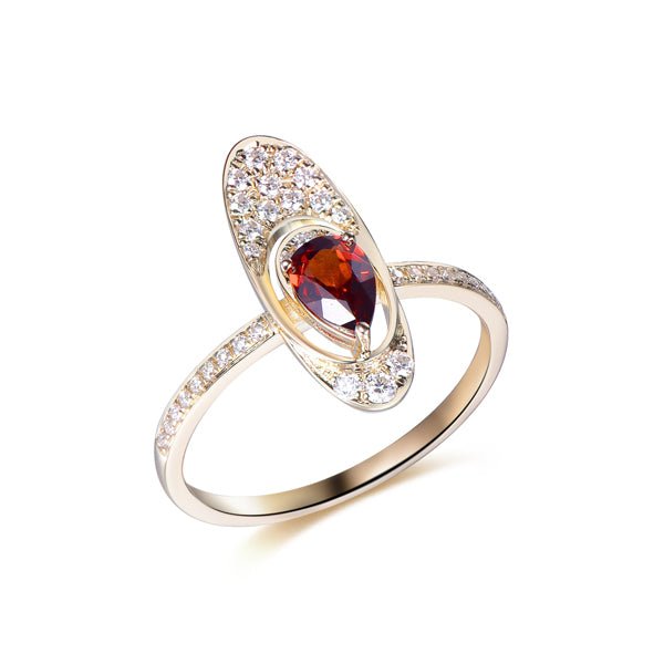 Pear Ruby Moissanite Ring 14K Yellow Gold - Lord of Gem Rings