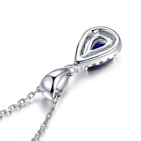 Pear Sapphire Diamond Pendant 14K White Gold - Lord of Gem Rings