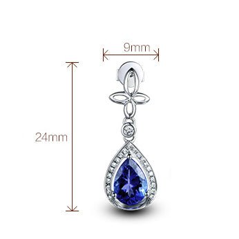 Pear Tanzanite Diamond Flower Stud Earrings 18K White Gold - Lord of Gem Rings